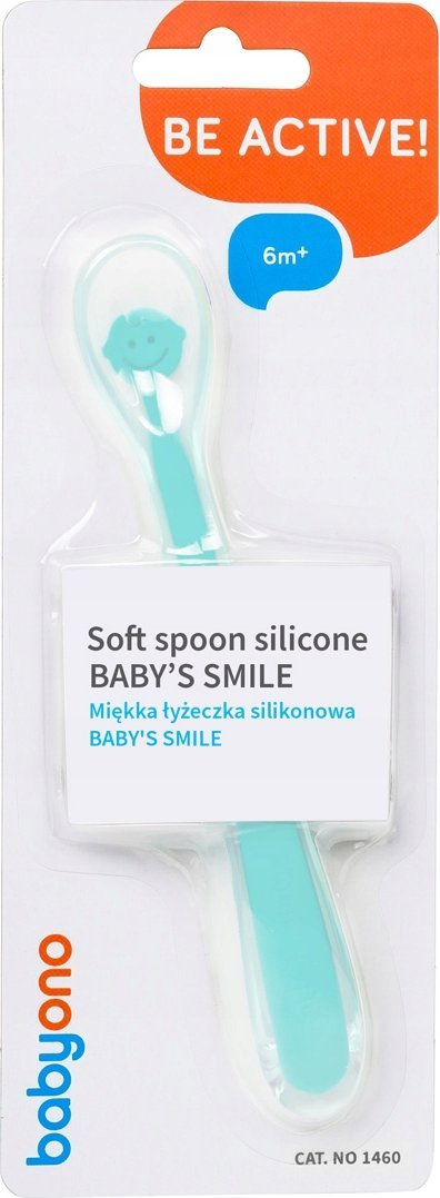 Lugë silikoni për bebe BabyOno Baby's Smile, pa BPA, turkeze