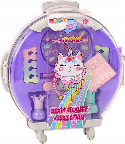 Set kozmetik për fëmijë LEAN Toys, me valixhe, vjollcë