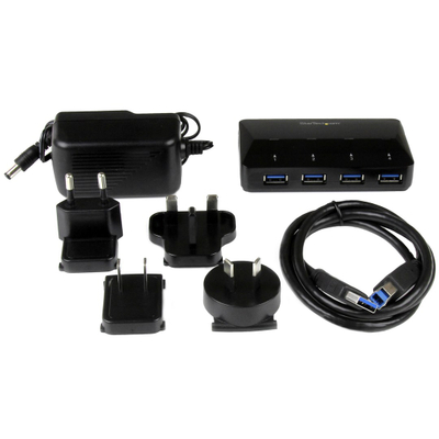 USB распределувач StarTech ST53004U1C, 4 USB 3.0 порти, 2.4A порта за полнење, црн