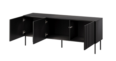 Kabinet TV ISLA, 150.5x40x60 cm, Black Matt, i zi mat