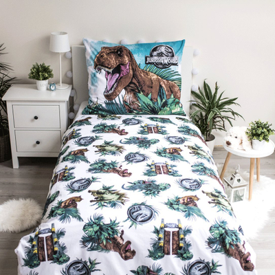 Set shtrati Jurassic World Dinosaurs, 140x200 cm, që shkëlqen në errësirë, shumëngjyrësh
