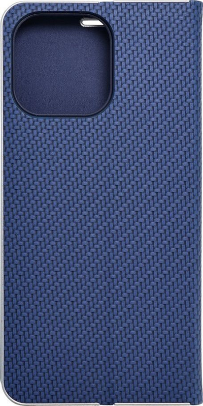 Këllëf telefoni Luna Book Carbon për iPhone 15 Pro Max, tip libër, me stand, blu