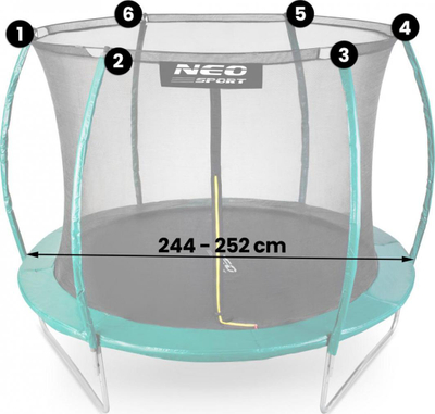 Rrjetë e brendshme për trampolinë Neo-Sport, 252cm/8ft