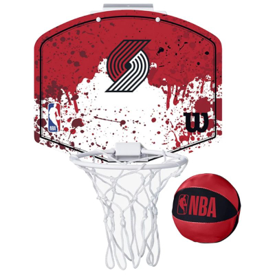 Mini tabelë basketbolli Wilson NBA Portland Trail Blazers WTBA1302POR, për mur ose derë, me top dhe rrjetë, shumëngjyrëshe
