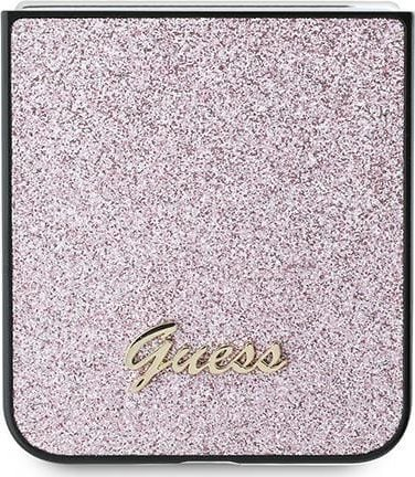 Maskë telefoni Guess 4G Glitter Script për Samsung Galaxy Z Flip 6, mbrojtëse me shkëlqim, rozë