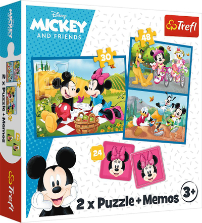 Puzzle dhe memori Trefl Disney Mickey and Friends 2n1, për kalamaj, shumëngjyrëshe