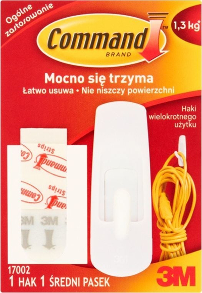 Varëse ngjitëse 3M Command 17002, përmasë mesatare, 1.3 kg, e bardhë