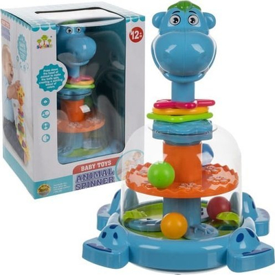 Lodër spinner Kruzzel 24643, karusel me toptha, hipopotam shumëngjyrësh
