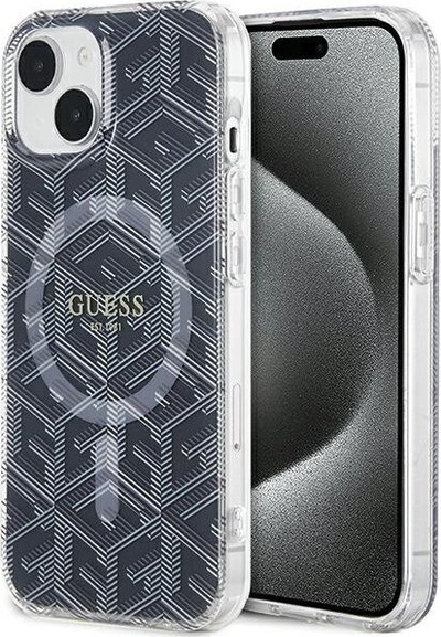 Mbulesë telefoni Guess IML GCube MagSafe, për iPhone 15 14 13, TPU PC, e zezë