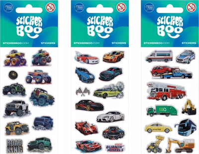 Ngjitëse me makina Starpak Sticker Boo Cars, set dekorativ, 7x18 cm, shumëngjyrëshe