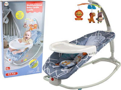 Lezë lëkundëse për bebe Lean Toys Giraffe, 2 në 1, me vibrim dhe melodi, gri