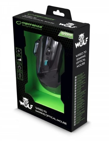 Mouse gaming Esperanza Wolf EGM201B, 2400 dpi, USB, i zi