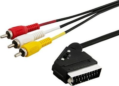 Kabllo Savio SCART - 3x RCA (Cinch), 2 m, e zezë (SAVIO CL-133)