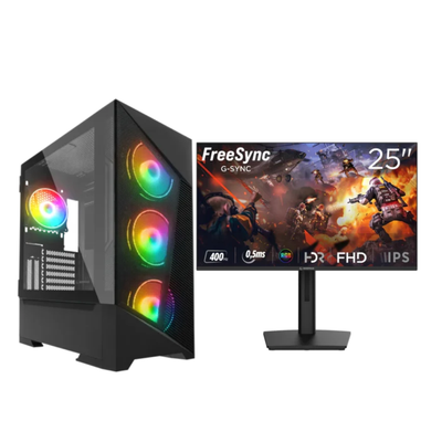 BT Bundle Flair Series 4 – PC Gaming RTX 5060 8GB, Ryzen 7 5700X, 32GB DDR4, 1TB SSD + Monitor 25" 400Hz