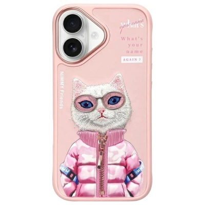 Futera telefoni Nimmy Cool &amp; Cute 2.0 Cat për iPhone 16 6.1", TPU PC, rozë