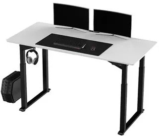 Tavolinë gaming ULTRADESK UPLIFT, 160 x 116 x 75 cm, rregullim lartësie, e bardhë e zezë