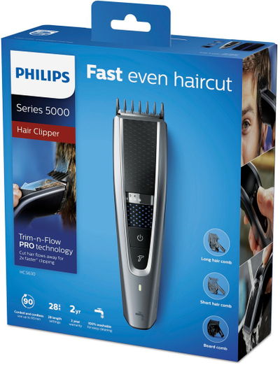Makineri prerëse flokësh Philips HC5630/15, tela me prerje të rregullueshme, për familje, gri