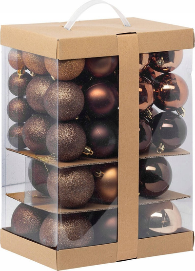 Toptha për pemë Krishtlindjesh Atmosphera Colorama de Noël, set me 60 copë, plastikë e ricikluar, bronz