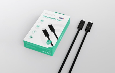 Set kabllo USB C Aukey Thunderbolt 3, 240W, 0.8m, të zeza