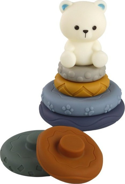 Set lodrash edukative Pyramid Bear Soft Blocks, blloqe të buta, shumëngjyrëshe
