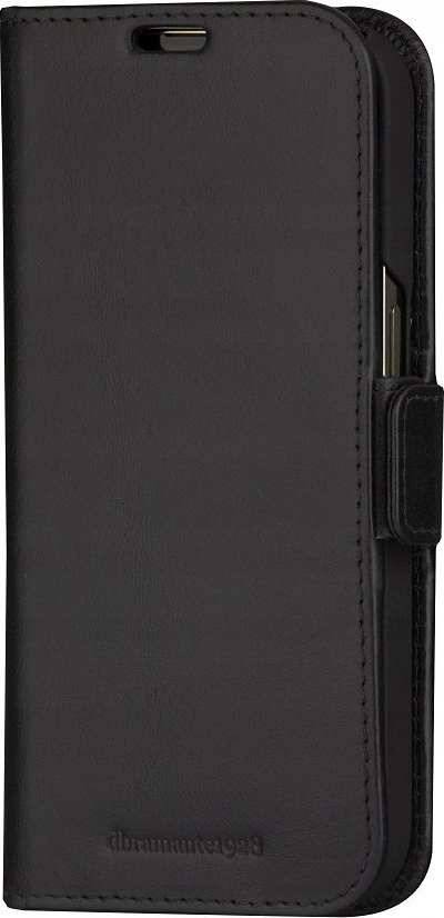 Këllëf telefoni Dbramante1928 Copenhagen për iPhone 15 Plus, lëkurë, folio, i zi