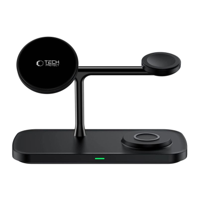 Karikues wireless 3‑në‑1 Tech-Protect QI15W-A45, MagSafe, 15W, i zi