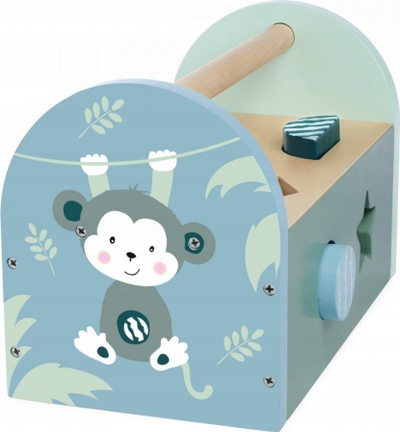 Lodër druri formash Eichhorn Shape Sorting Box, 8 figura, me dorezë, shumëngjyrëshe