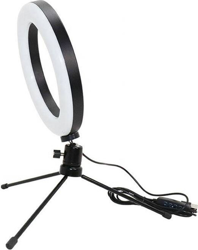 Unazë drite LED Gonga Ring Light, 16cm, me tripod, ngjyrë e zezë