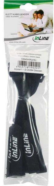 Organizer kabllosh InLine Velcro 59945I, 10 copë, i zi