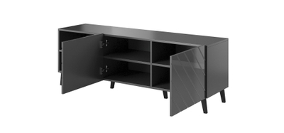 Komodë TV Bed Meble Abeto, 150x42x52 cm, MDF dhe panel i grimcuar, gri