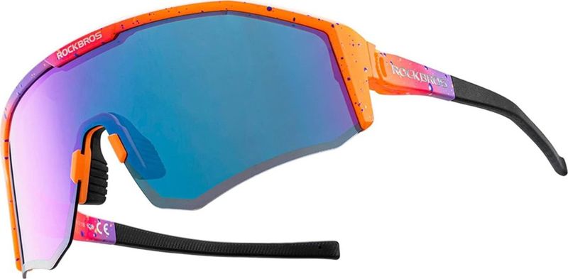 Syze biçiklete Rockbros UV400 Polarized, lente të polarizuara, mbrojtje UV400, ngjyrë portokalli me blu