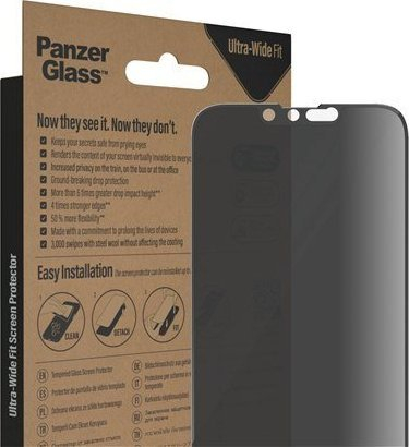 Xham mbrojtës PanzerGlass Ultra-Wide Fit P2771, iPhone 14 13 Pro 13 6.1", privatësi, antibakterial
