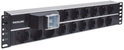 Prizë rack Intellinet 19" 2U, 15x Schuko, 3m, e zezë
