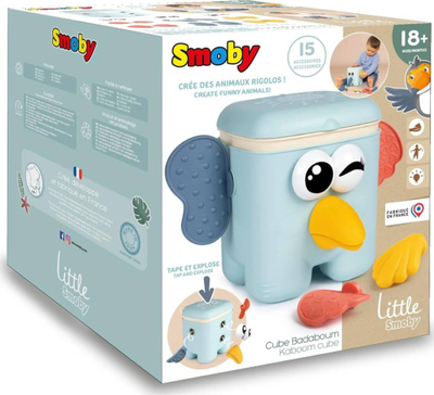 Игра со клинови Smoby Little Cubo Kaboom, 15 делови, со фигури на животни, многуобојна