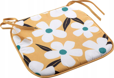 Set jastëkësh karrigje D.D'INTERIEUR Darcy, 4 copa, 38x38 cm, të verdhë me lule
