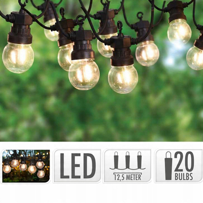 Varg dritash LED Party Outdoor, 12.5m, 20 llampa, i zi
