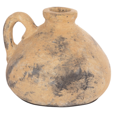 Vazo dekorative HomeMarkt Vermo HM4394, balte terrakote, 22x17cm, bezhë e vjetër