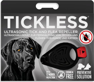 Pajisje kundër rriqnave dhe pleshtave TICKLESS Ultrasonic, për qen, pa kimikate, e zezë