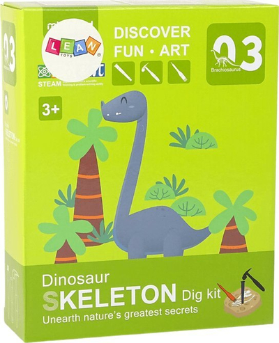 Set arkeologjik Leantoys Excavations Skeleton, skelet Brachiosaurus 24 cm, për kalamajt 3+, shumëngjyrësh