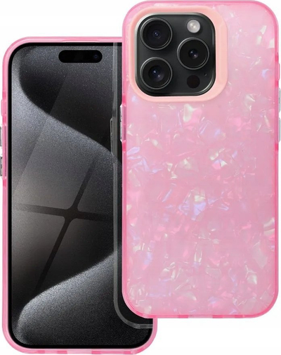 Futrollë Tutti Frutti për iPhone 14 Pro, TPU e butë, efekt kristali, rozë