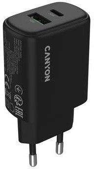 Karikues rrjeti Canyon OnCharge 200 CNE-CHA200-31, 20W, 2 porta USB, i zi