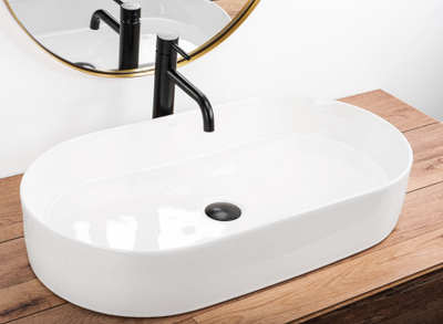 Lavabo mbi banak Rea Nadia 70, ovale, 70 cm, e bardhë