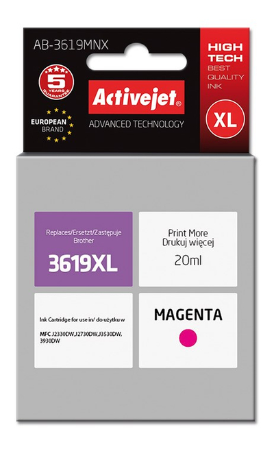 Ngjyrë për printer Activejet AB-3619MNX (zëvendësim për Brother LC3619M), 20 ml, vjollcë