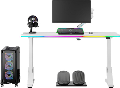 Tavolinë gaming ULTRADESK Iron Wei, skelet çeliku, drita LED, e zezë