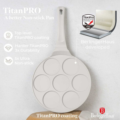 Tigan për petulla BerlingerHaus Sahara BH-7794, 26 cm, sipërfaqe titani, krem mat