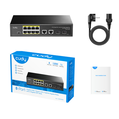 Switch rrjeti Cudy GS1010PS2, 8 porta PoE+, 2 porta SFP, i zi