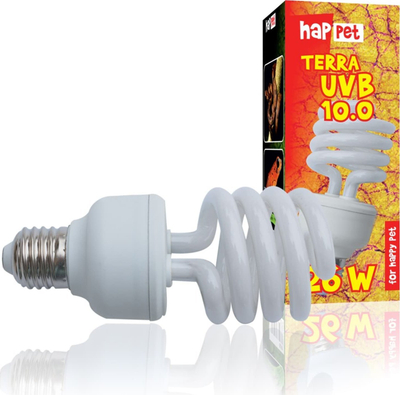 Llambë UVB për terrarium Happet 10.0, 26W, fole E27, e bardhë
