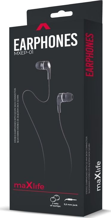 Kufje me kabllo Maxlife MXEP-018, in-ear, 3.5mm, të zeza