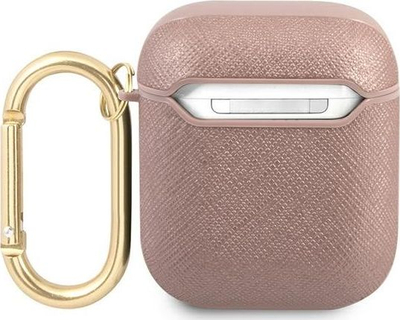 Mbrojtëse Guess GUA2SASMP Saffiano Script, për AirPods 1/2, rozë