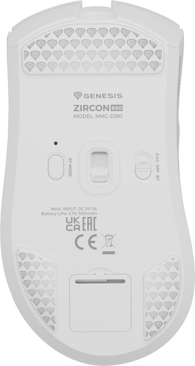 Maus Natec Zircon 880 Wireless, optik 12000 dpi, Bluetooth 2.4 GHz, i bardhë